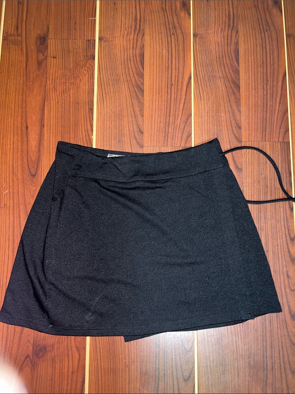 Women's Black Wrap Mini Skirt with Side Tie